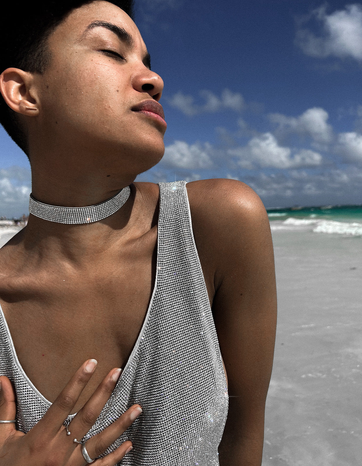 Silver Premium Crystal Choker