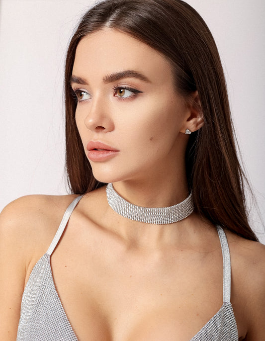 Silver Premium Crystal Choker